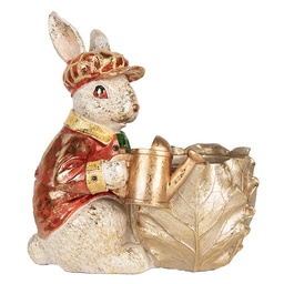 [6PR5484] Décoration Lapin Beige Rouge 28x18x30 cm