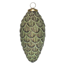 [6GL3790] Boule de Noël Vert Marron Ø 7x15 cm