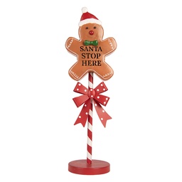 Clayre & Eef Weihnachtsdekorationsfigur Pfefferkuchenmann 17x14x53 cm Braun Metall