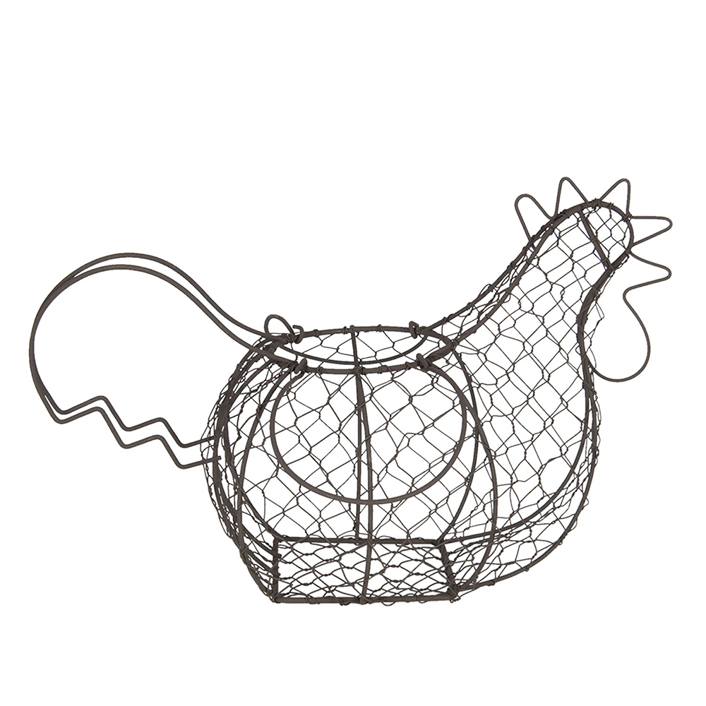 Clayre & Eef Paas Mandje Kip 40x23x28 cm Zwart IJzer