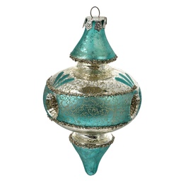 [6GL4716] Boule de Noël Bleu Couleur argent Ø 8x13 cm