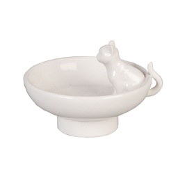 [6CE0278] Bowl with cat White 10x8x6 cm