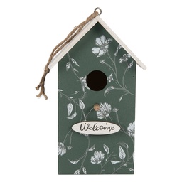 [6H2439] Casetta per Uccelli Verde Bianco 15x10x22 cm
