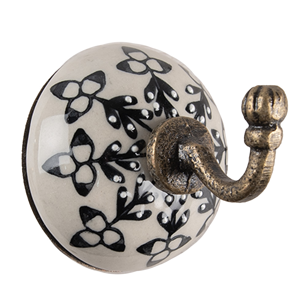 Gancio Appendiabiti Bianco Nero Ø 6 x7 cm