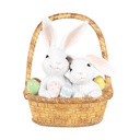 Decoration Statue Rabbits in basket White Brown 17x13x20 cm
