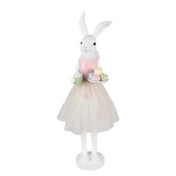 [5PR0151] Décoration Lapin Blanc Rose 20x17x76 cm