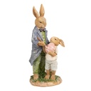 Décoration des Lapin Marron Bleu 9x9x21 cm
