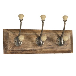 Clayre & Eef Wandkapstok 30x7x10 cm Bruin Hout