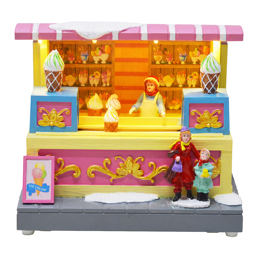 Clayre & Eef Décoration de Noël avec lumières LED et musique Jaune Plastique
