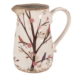 Clayre & Eef Pichet de décoration 16x12x18 cm Beige Marron Céramique Branches