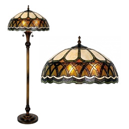 [5LL-5449] Floor Lamp Tiffany Brown, Beige Ø 56x164 cm E27/max 3x60W
