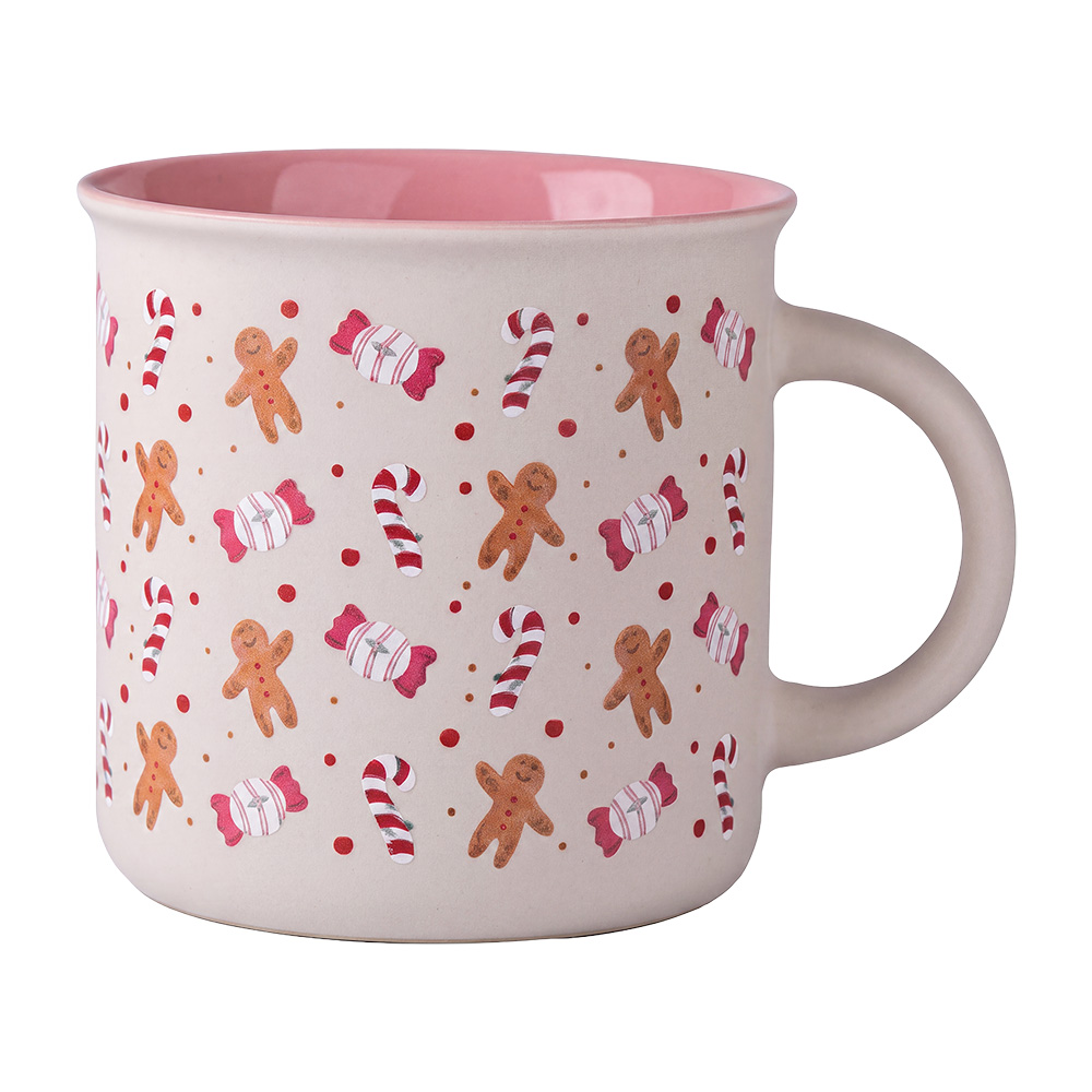 Mugs White Pink 10x9x7 cm / 380 ml