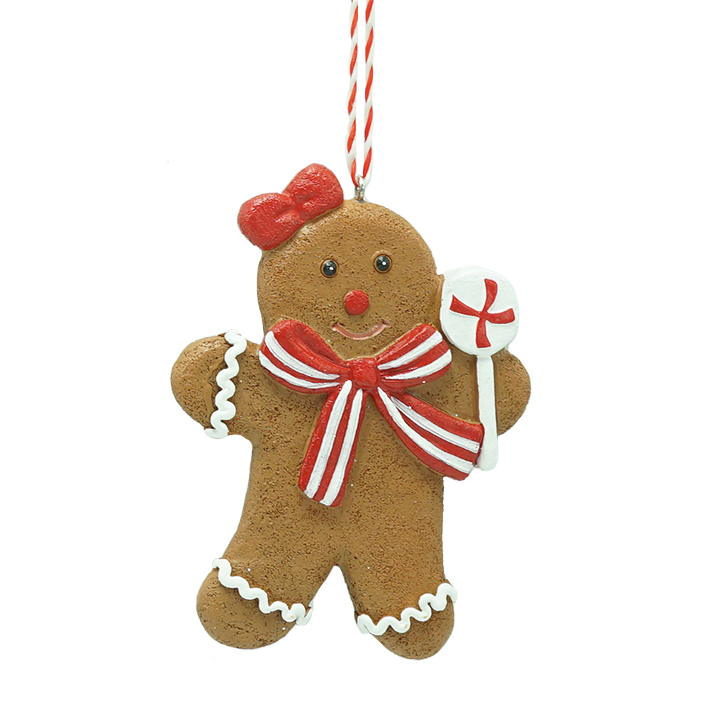 Decorative Hanger Gingerbread man Brown White 8x1x10 cm