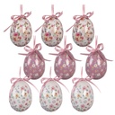 Anhänger Ei (set 9) Weiß Rosa Ø 5x8 cm