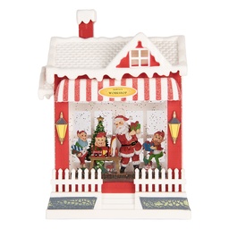 [6PR6175] Muziekdoos huis met LED 18x9x26 cm / 3xAA