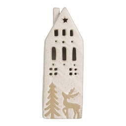 [6CE2175L] Decorazione Casa con LED Beige 9x7x24 cm