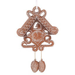 [6PR5315] Décoration pendante d'un maison Marron Blanc 12x2x18 cm