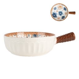 [6CE2171] Plat Blanc Marron 22x16x6 cm / 500 ml