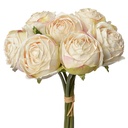 Artificial flower bunch of 7 roses White 16x14x34 cm
