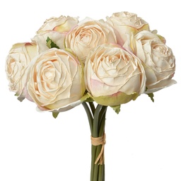 [6PL0336W] Künstliche Blume Strauß mit 7 Rosen Weiß 16x14x34 cm
