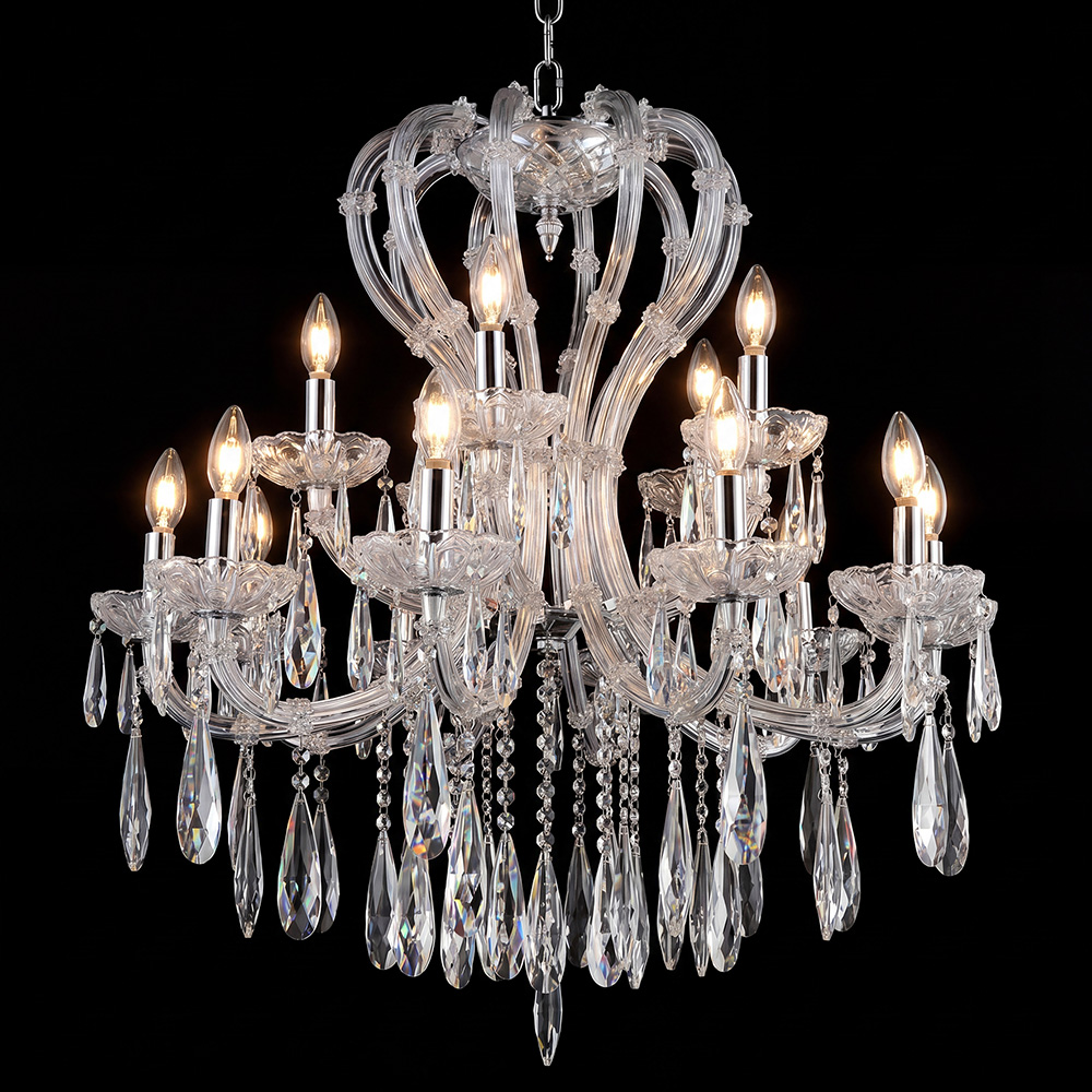 Chandelier 15 lights Transparent Ø 60x100 cm E14/max 15x40W