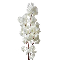 [5PL0118W] Branche de décoration avec fleurs Blanc 24x8x100 cm