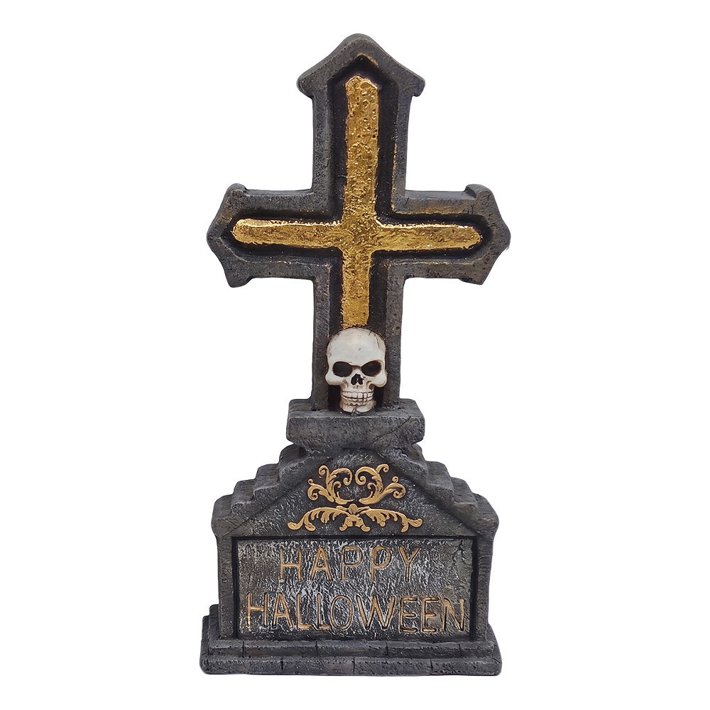 Dekoratives Kreuz Grau Goldfarbig 32x17x67 cm