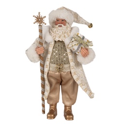 [65593] Decorazioni Natalizie Babbo Natale Bianco Beige 16x10x27 cm