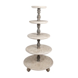 [5H0691] Etagere Weiß Braun Ø 71x143 cm