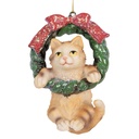 Decoration pendant Cat Brown Green 6x5x9 cm