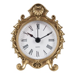 [6KL0824] Tischuhr Goldfarbig 8x4x10 cm / 1xAAA
