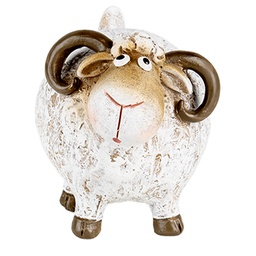 [6PR5274] Decoration Sheep White Brown 9x7x8 cm