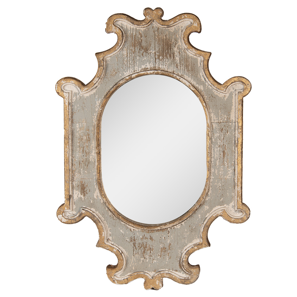 Spiegel Beige Grau Goldfarbig 51x3x75 cm