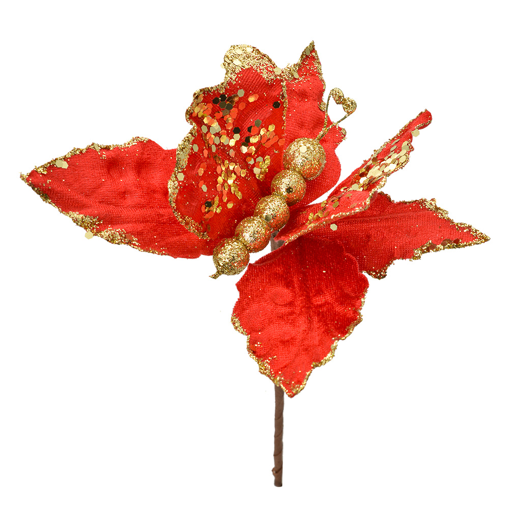 Decorazione Natale Farfalla Rosso Color oro 20x4x25 cm