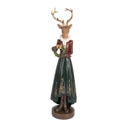 [6PR5409] Décoration Cerf Marron Vert 9x8x37 cm