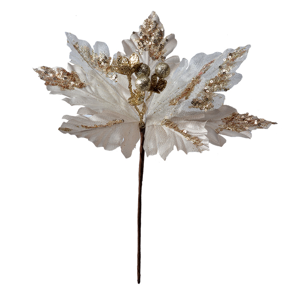 Decorazione Natale Fiore Bianco Beige Ø 25x34 cm
