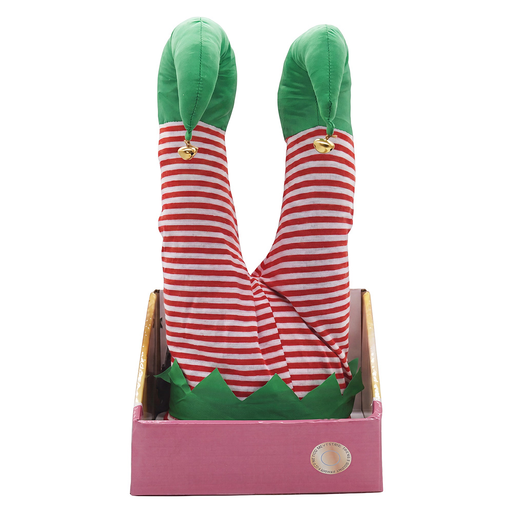 Decorazione Gambe da elfo di Natale Rosso Verde 15x13x37 cm / 3xAA
