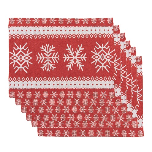 Set de table sets (6) Rouge Blanc 33x45 cm