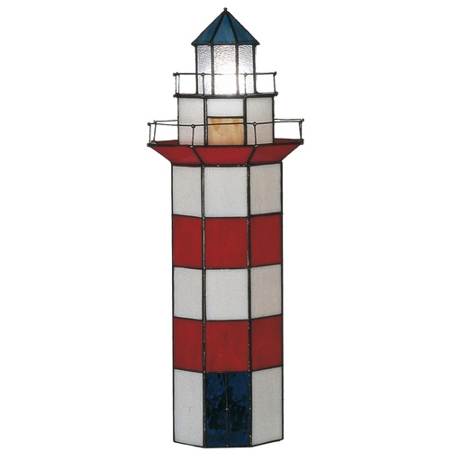 Tiffany Tischlampe Leuchtturm Rot, Weiß Ø 21x56 cm E14/max 2x25W