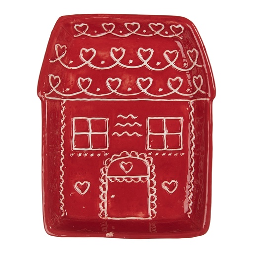 Clayre & Eef Dinerbord Huis 15x19x3 cm Rood Keramiek
