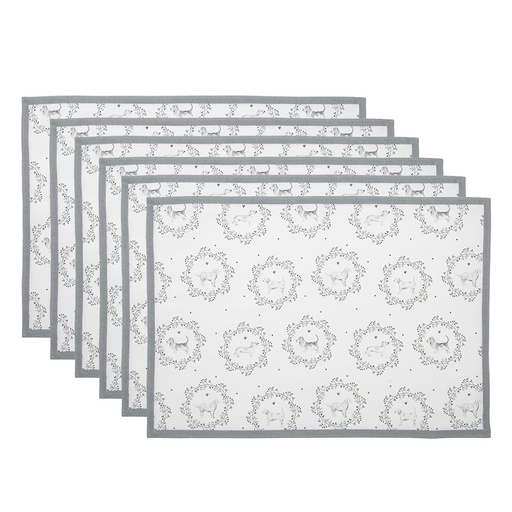 Placemat (set of 6) White Grey 48x33 cm