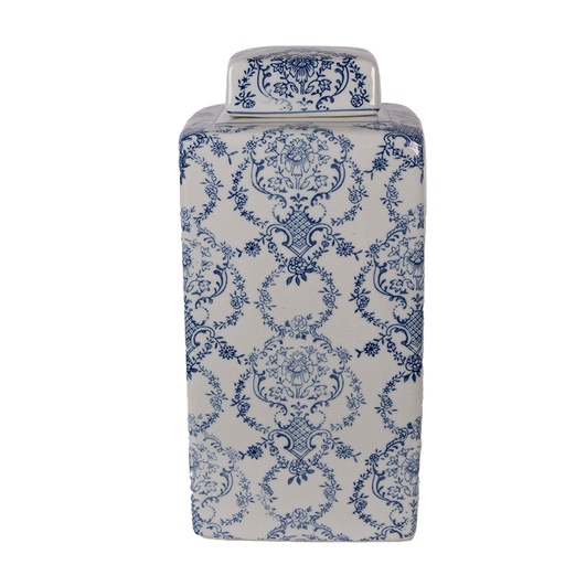 Decoratie pot met deksel 15x15x31 cm