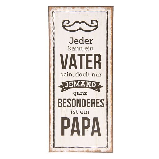 Clayre & Eef Tekstbord 13x30 cm Wit Zwart Metaal