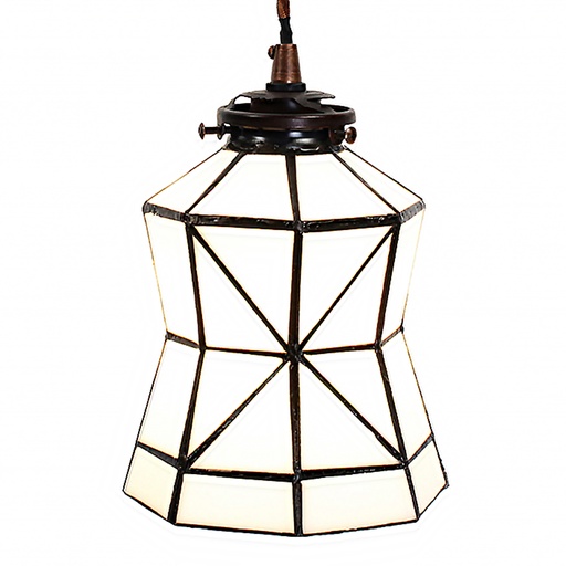 Lumilamp Hanglamp Tiffany Ø 15x115 cm Wit Bruin Glas