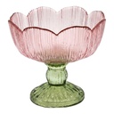 Glass Tea Light Houder Pink Green Ø 17x13 cm