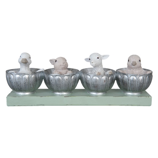 Clayre & Eef Beeld Dieren 26x6x9 cm Grijs Groen Kunststof Dieren