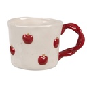 Mug Beige Red 13x9x7 cm / 200 ml