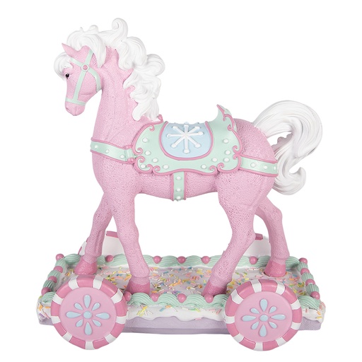 Decoration Horse Pink White 35x16x38 cm