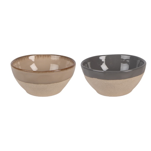 Bol (set de 2) Beige Gris Ø 14x6 cm / 450 ml