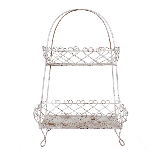 2-Tier Cake Stand White Brown 47x24x66 cm